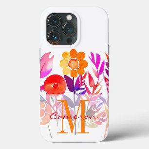 Monogramm und Name Personalisierte Blume Case-Mate iPhone Hülle