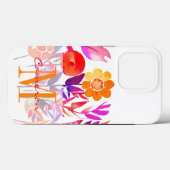 Monogramm und Name Personalisierte Blume Case-Mate iPhone Hülle (Rückseite (Horizontal))