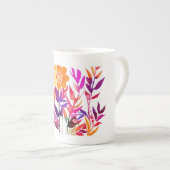 Monogramm und Name Personalisierte Blume Porzellantasse (Vorderseite Rechts)