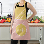 Monogramm und Name personalisierte Pastellfarben Schürze<br><div class="desc">Trendy pastellrosa Rosa,  und gelber Senf geometrische Farbblöcke dekorative Schürze mit kreisförmigen,  dreieckigen und rechteckigen Formen und dünnen weißen Linien.            Persönlich mit Ihrem Namen und Monogramm!</div>