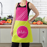 Monogramm und Name personalisiertes Hot-Pink-Trend Schürze<br><div class="desc">Fett lebhafte,  heiß rosa und gelbe geometrische Farbblöcke gestalten dekorative Schürze.            Persönlich mit Ihrem Namen und Monogramm!</div>