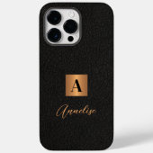 Monogramm und Name personalisiertes schwarzes Gold Case-Mate iPhone Hülle (Rückseite)
