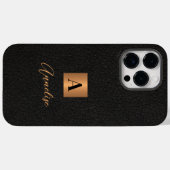 Monogramm und Name personalisiertes schwarzes Gold Case-Mate iPhone Hülle (Rückseite (Horizontal))
