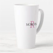 Monogramm und Name, Rosa und Schwarz personalisier Milchtasse (Rechte Ecke)