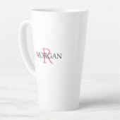 Monogramm und Name, Rosa und Schwarz personalisier Milchtasse (Linke Ecke)