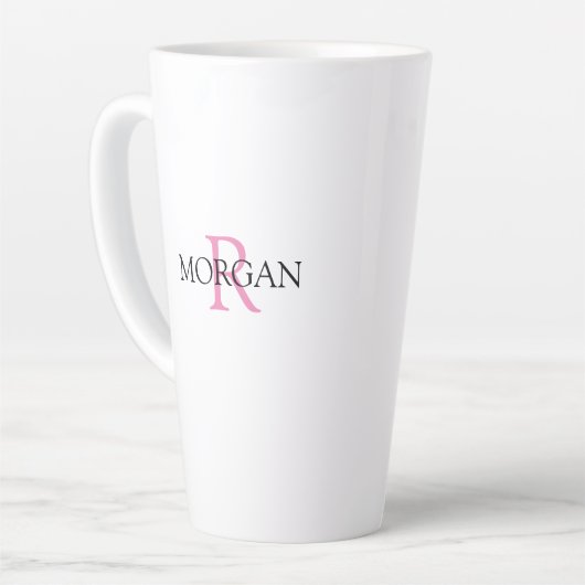 Monogramm und Name, Rosa und Schwarz personalisier Milchtasse (Linke Ecke)