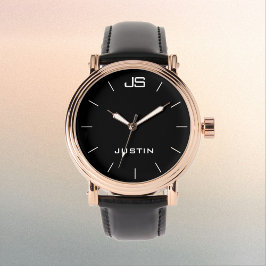 Monogramm und Name Rose Gold Männergelband Armbanduhr