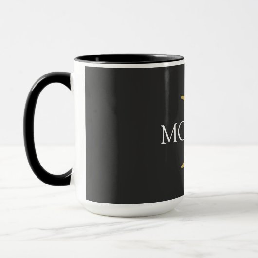 Monogramm und Name, Schwarz, Gold und Weiß Tasse (Links)