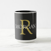 Monogramm und Name, Schwarz, Gold und Weiß Tasse (Zentrum)