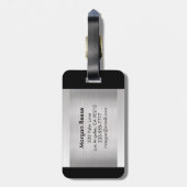 Monogramm und Name, Schwarz-Grau-Text, Silber gebü Gepäckanhänger (Rückseite vertikal)