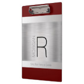 Monogramm und Name Schwarz Graues, tiefes Rotes Pi Klemmbrett (Links)