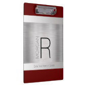 Monogramm und Name Schwarz Graues, tiefes Rotes Pi Klemmbrett (Rechts)