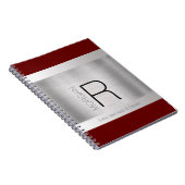 Monogramm und Name Schwarz Graues, tiefes Rotes Pi Notizblock (Rechte Seite)