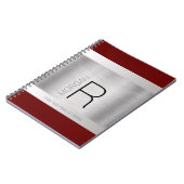 Monogramm und Name Schwarz Graues, tiefes Rotes Pi Notizblock (Linke Seite)