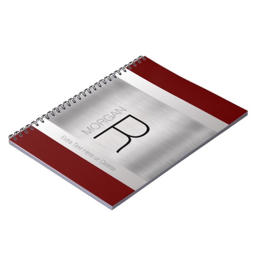 Monogramm und Name Schwarz Graues, tiefes Rotes Pi Notizblock (Linke Seite)