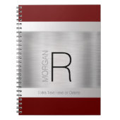 Monogramm und Name Schwarz Graues, tiefes Rotes Pi Notizblock (Vorderseite)