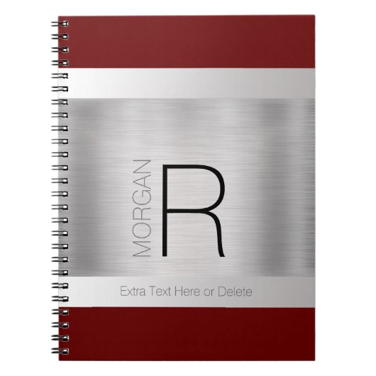 Monogramm und Name Schwarz Graues, tiefes Rotes Pi Notizblock (Vorderseite)