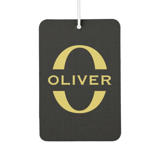Monogramm und Name Schwarz und Gold Personalisiert Autolufterfrischer (Vorderseite)