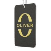 Monogramm und Name Schwarz und Gold Personalisiert Autolufterfrischer (Links)