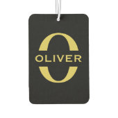 Monogramm und Name Schwarz und Gold Personalisiert Autolufterfrischer (Rückseite)