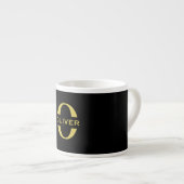 Monogramm und Name Schwarz und Gold Personalisiert Espressotasse (Vorderseite Rechts)