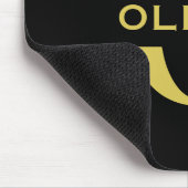 Monogramm und Name Schwarz und Gold Personalisiert Mousepad (Ecke)