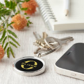 Monogramm und Name Schwarz und Gold Personalisiert Schlüsselanhänger (Seite)