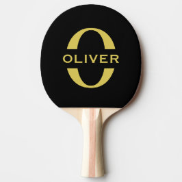 Monogramm und Name Schwarz und Gold Personalisiert Tischtennis Schläger