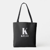 Monogramm und Name Schwarz-Weiß-Tasche Tasche (Rückseite)