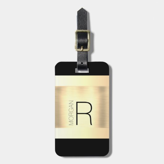 Monogramm und Name, Schwarzer und Grauer Text, geb Gepäckanhänger (Vorderseite vertikal)