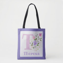 Monogramm und Name Theresa mit Blume Tasche