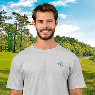 Monogramm und Name, trendy Design Blau & Schwarz T-Shirt