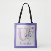 Monogramm und Name Ursula mit Blume Tasche (Vorderseite)