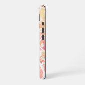 Monogramm und Name Weiße Blüte auf Pink und Pfirsi iPhone 16 Hülle (Linke Seite)