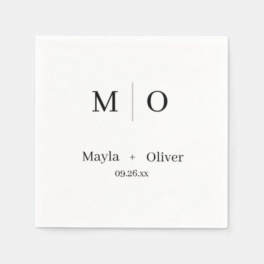 Monogramm und Namen Hochzeitsnapkins Serviette (Vorderseite)