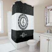 Monogramm und Namensdreieck in Klaviertasten Duschvorhang (Beispiel)