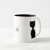 Monogramm und Niedliche Schwarze Katze Zweifarbige Tasse (VorderseiteRechts)