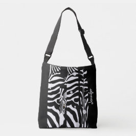 Monogramm und Niedliches Zebra-Muster Trendy Tragetaschen Mit Langen Trägern