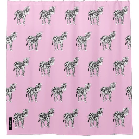 Monogramm und niedliches Zebra-Stilmuster Duschvorhang (Vorderseite)
