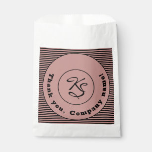 Monogramm- und Papiertüte aus schwarzrosa Streifen Geschenktütchen