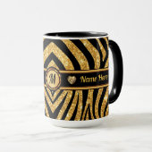 Monogramm und Personalisiert, Zebra Print-Tasse Tasse (VorderseiteRechts)