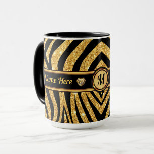 Monogramm und Personalisiert, Zebra Print-Tasse Tasse