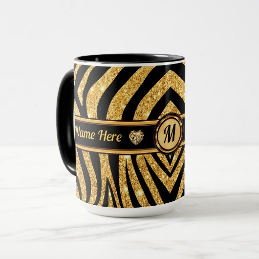 Monogramm und Personalisiert, Zebra Print-Tasse Tasse (Vorderseite Links)