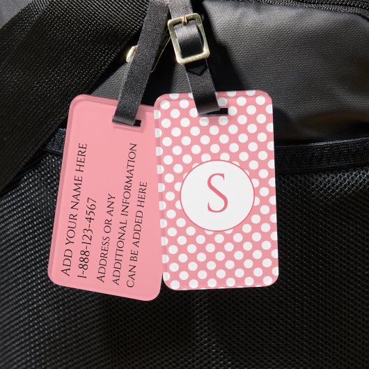 Monogramm und Punkte in hellen Farben Gepäckanhänger