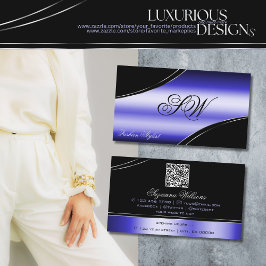 Monogramm und QR-Code für intelligente, schwarz ge Visitenkarte