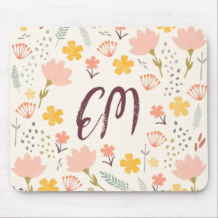Monogramm und Quote Boho Blume Mousepad