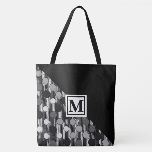 Monogramm und Retro-Punkte Tasche (Vorderseite)