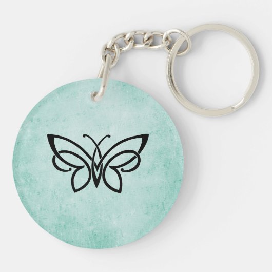 Monogramm und Schmetterling in minzgrün Schlüsselanhänger (Rückseite)
