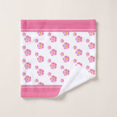 Monogramm und schöne rosa Blume auf Weiß Badhandtuch Set (Waschlappen)