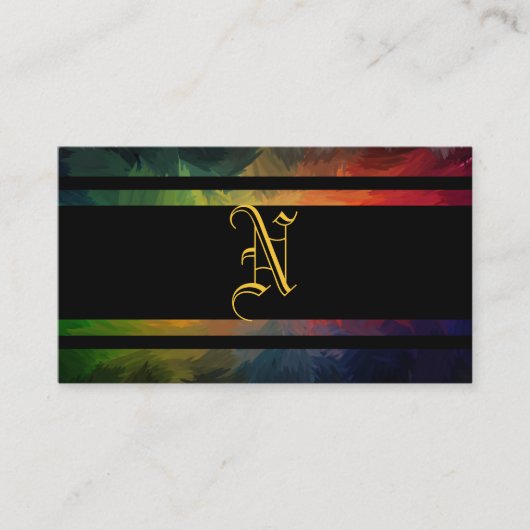 Monogramm-und Schwarz-Streifen Visitenkarte (Vorderseite)